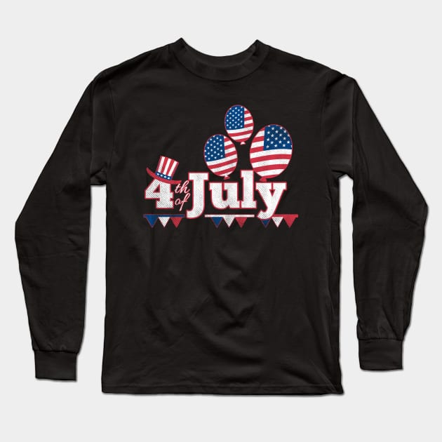 4th of July Independence Day Celebration Long Sleeve T-Shirt by SzarlottaDesigns